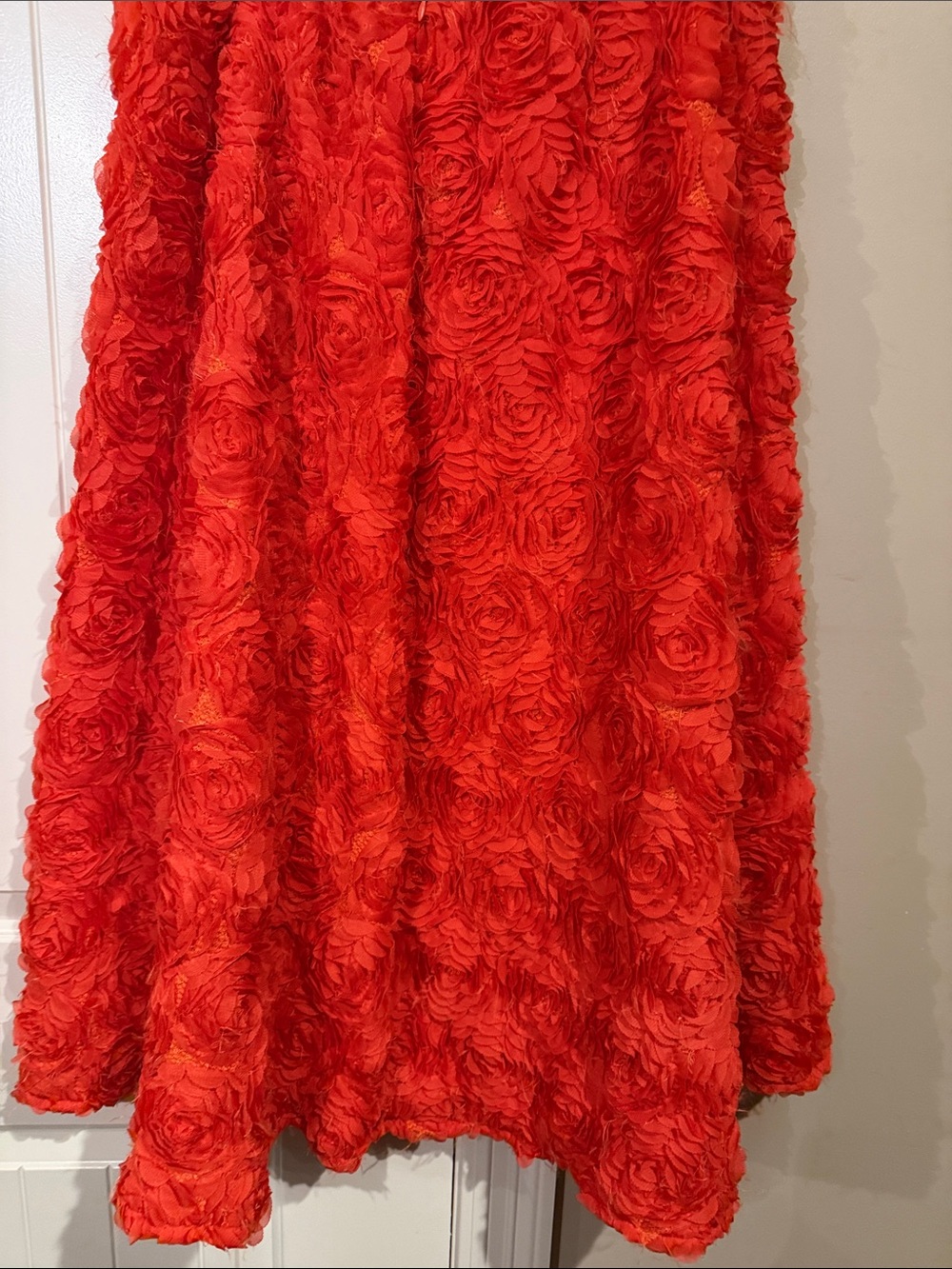 Red Rosette Textured Maxi  Skirt - Picture 6 of 9